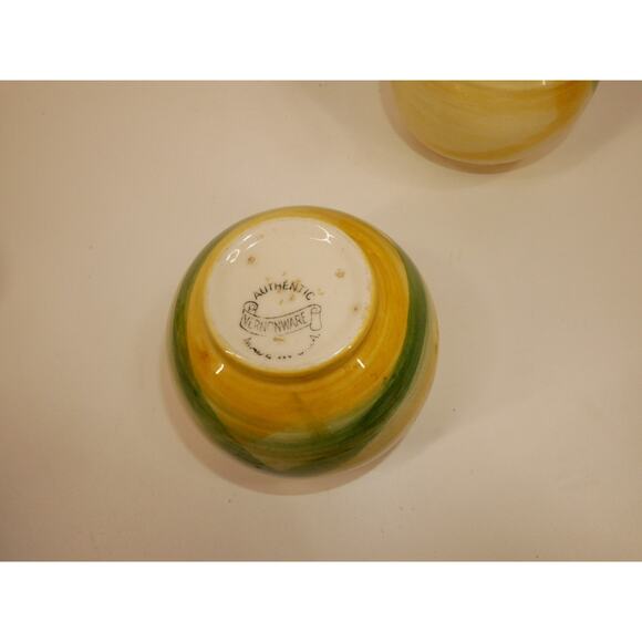 Vernonware Gingham Green Lidded Sugar Bowl And Creamer Set Hand Painted Vintage - Picture 8 of 13